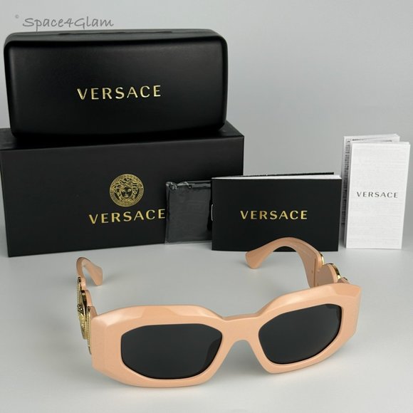 NEW Versace VE4425U MAXI MEDUSA BIGGIE 536387 Pink Gray Oval Unisex Sunglasses - Picture 8 of 12